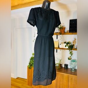 Joseph Ribkoff VTG Elegant Black Embroidered Dress – Semi-Sheer